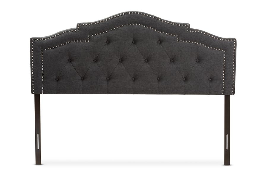 baxton studio edith modern and contemporary dark grey fabric king size headboard | Modish Furniture Store-3