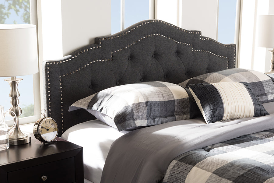 Baxton Studio Edith Modern and Contemporary Dark Grey Fabric King Size Headboard | Modishstore | Headboards