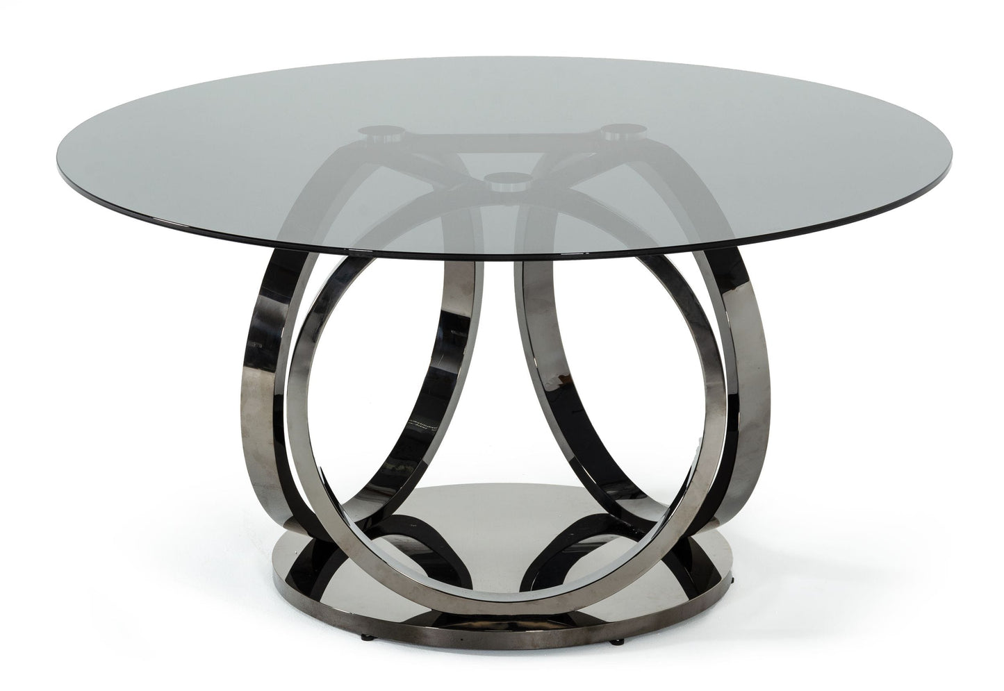 Modrest Enid - Modern Smoked Glass & Black Stainless Steel Round Dining Table | Modishstore | Dining Tables-2