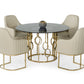 Modrest Filbert - Modern Smoked Glass & Champagne Gold Dining Table | Modishstore | Dining Tables