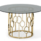 Modrest Filbert - Modern Smoked Glass & Champagne Gold Dining Table | Modishstore | Dining Tables-2