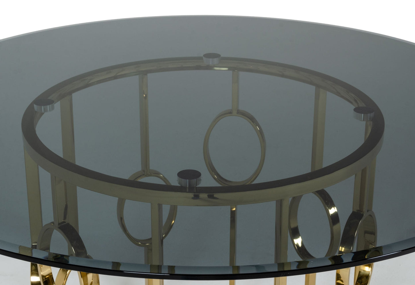 Modrest Filbert - Modern Smoked Glass & Champagne Gold Dining Table | Modishstore | Dining Tables-3