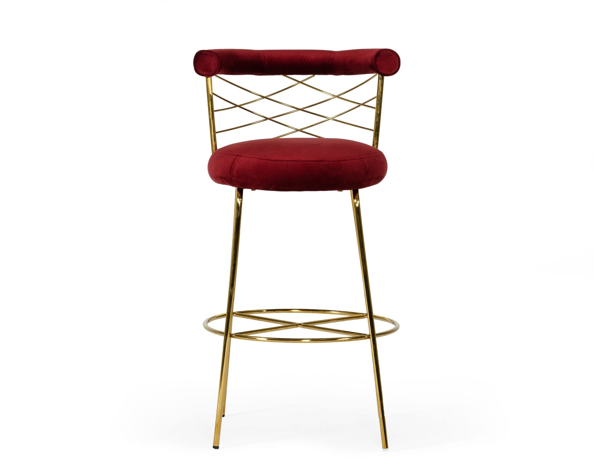 Modrest Dakin Modern Glam Red & Gold Barstool | Modishstore | Bar Stools-2