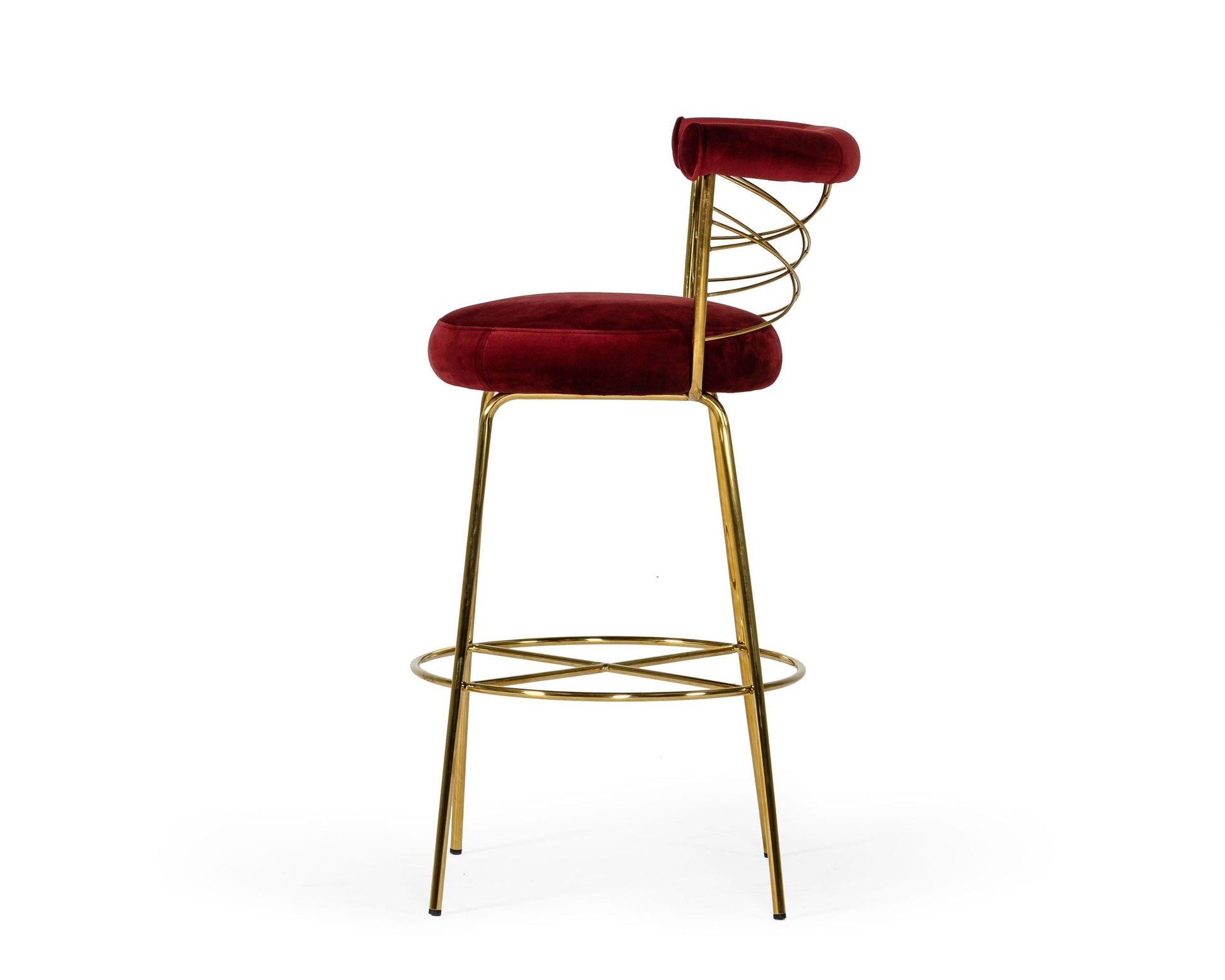 Modrest Dakin Modern Glam Red & Gold Barstool | Modishstore | Bar Stools-3