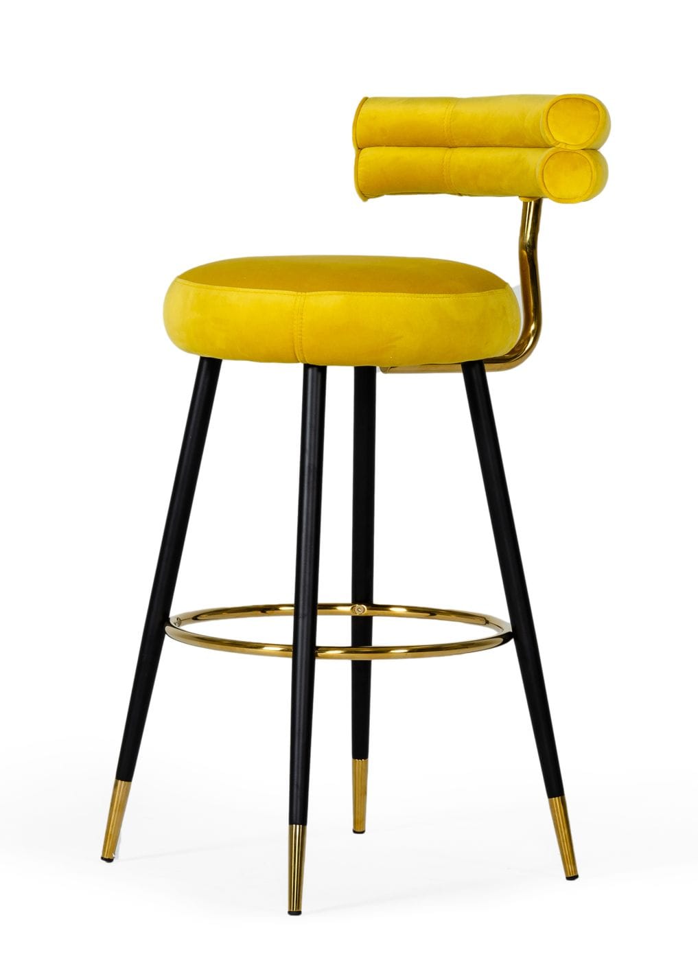 Modrest Nassau Modern Glam Yellow with Black & Gold Barstool | Modishstore | Bar Stools