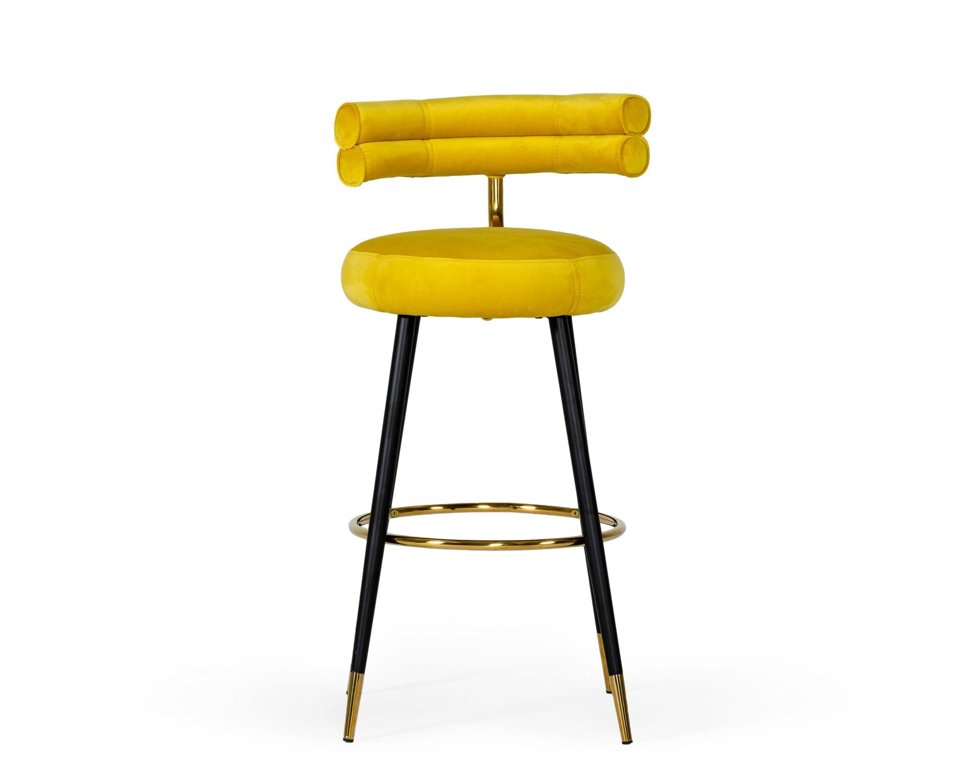 Modrest Nassau Modern Glam Yellow with Black & Gold Barstool | Modishstore | Bar Stools-2