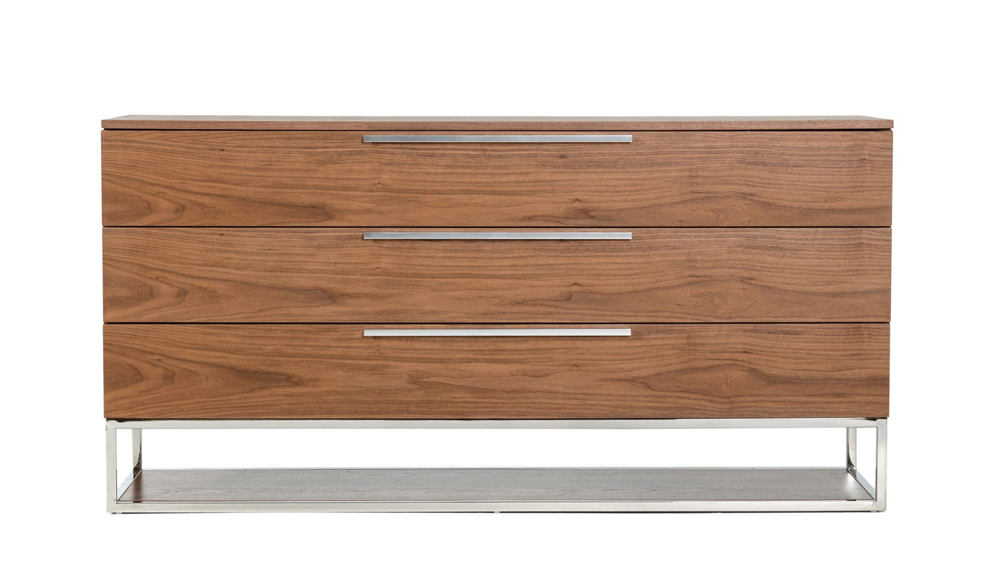 Modrest Heloise - Contemporary Walnut & Stainless Steel Dresser | Modishstore | Dressers