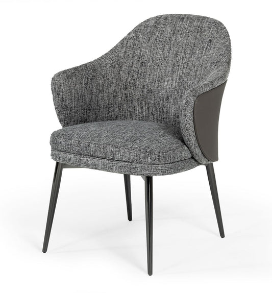 Modrest Cora - Modern Grey Fabric & Leatherette Dining Chair | Modishstore | Dining Chairs