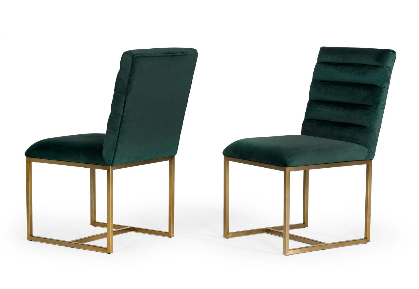 Modrest Barker - Modern Green & Brush Gold Dining Chair (Set of 2) | Modishstore | Dining Chairs