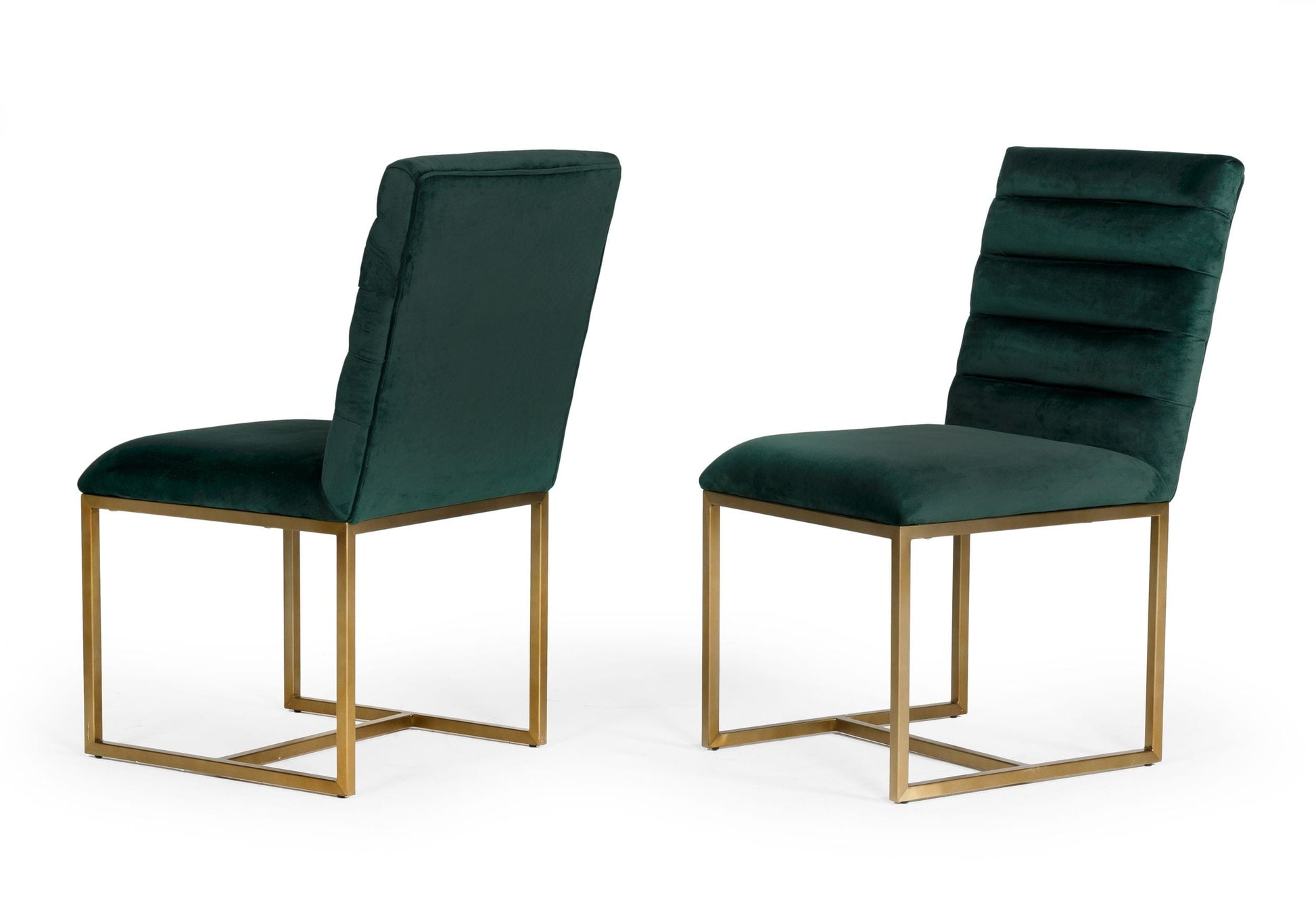 Modrest Barker - Modern Green & Brush Gold Dining Chair (Set of 2) | Modishstore | Dining Chairs