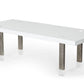 Modrest Lenny- Modern White High Gloss & Stainless Steel Gun Metal Dining Table-4