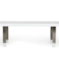 Modrest Lenny- Modern White High Gloss & Stainless Steel Gun Metal Dining Table-3