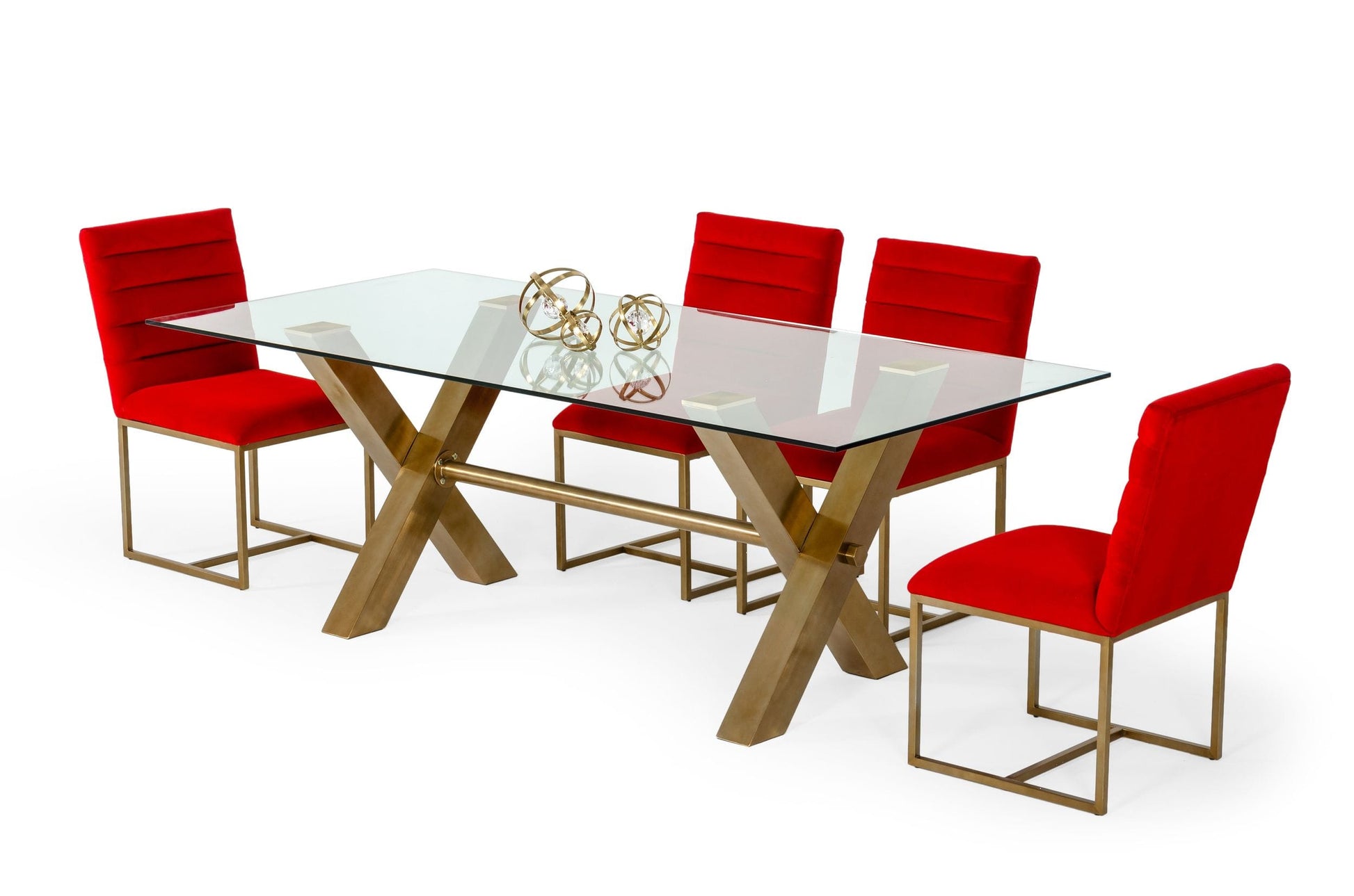 Modrest Dandy - Modern Golden & Glass Dining Table-3