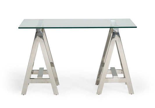 Modrest Ostrow - Modern Glass & Stainless Steel Console Table | Modishstore | Console Tables