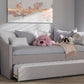 Baxton Studio Kaija Modern and Contemporary Greyish Beige Fabric Daybed with Trundle | Modishstore | Daybeds