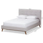 baxton studio valencia mid century modern greyish beige fabric queen size platform bed | Modish Furniture Store-22