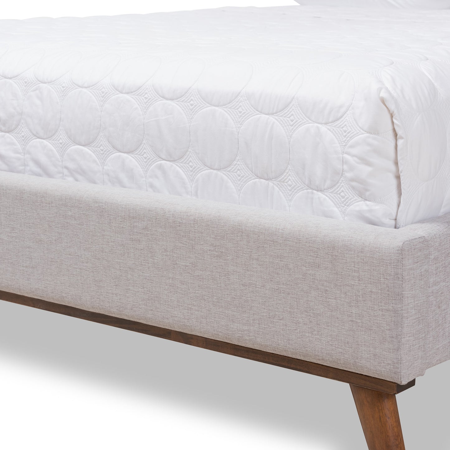 baxton studio valencia mid century modern greyish beige fabric queen size platform bed | Modish Furniture Store-18