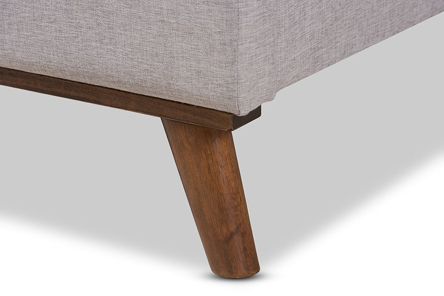 baxton studio valencia mid century modern greyish beige fabric king size platform bed | Modish Furniture Store-8