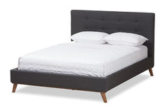 Baxton Studio Valencia Mid-Century Modern Dark Grey Fabric Full Size Platform Bed