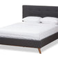 baxton studio valencia mid century modern dark grey fabric queen size platform bed | Modish Furniture Store-2