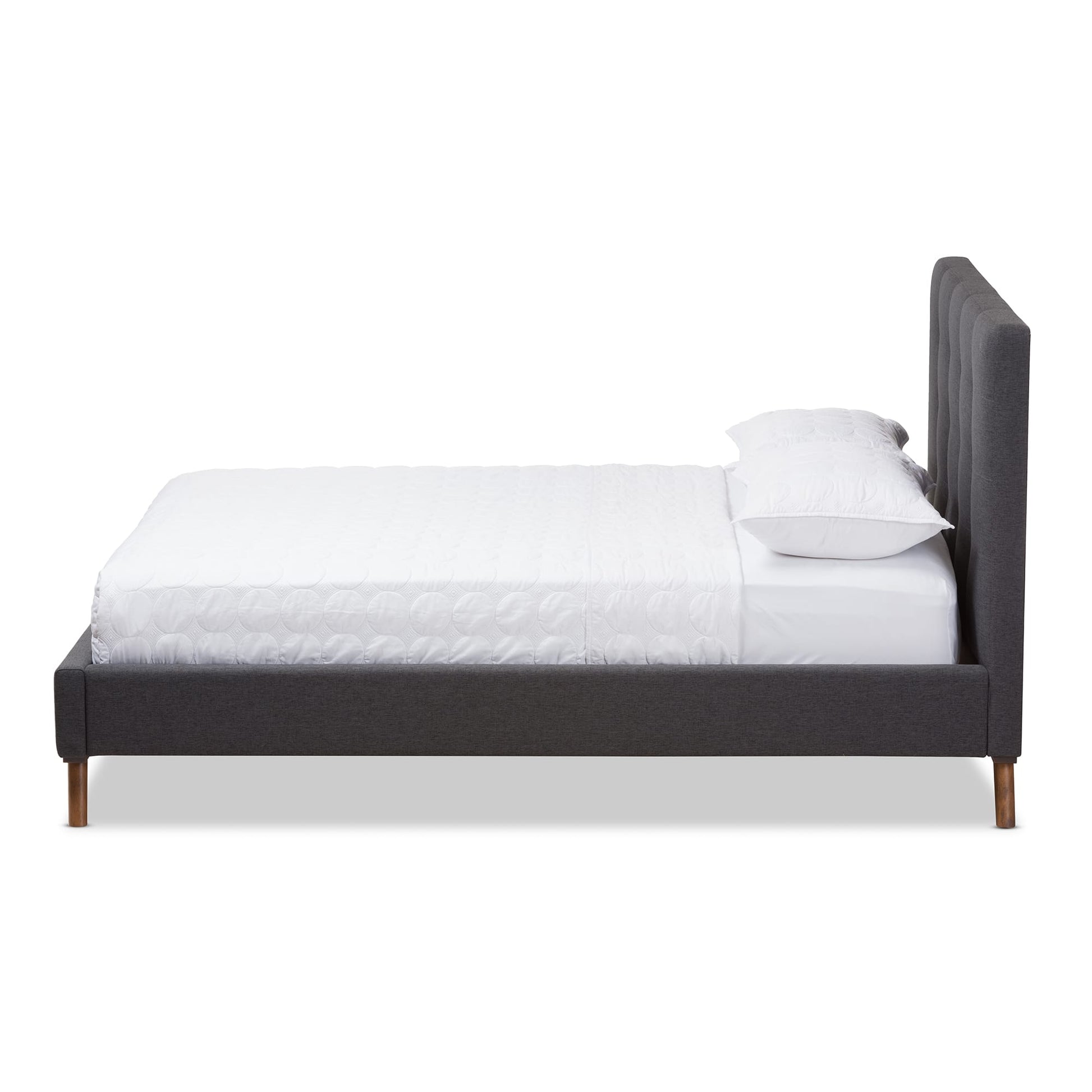 baxton studio valencia mid century modern dark grey fabric full size platform bed | Modish Furniture Store-13