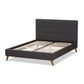 baxton studio valencia mid century modern dark grey fabric queen size platform bed | Modish Furniture Store-14