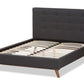 baxton studio valencia mid century modern dark grey fabric king size platform bed | Modish Furniture Store-4