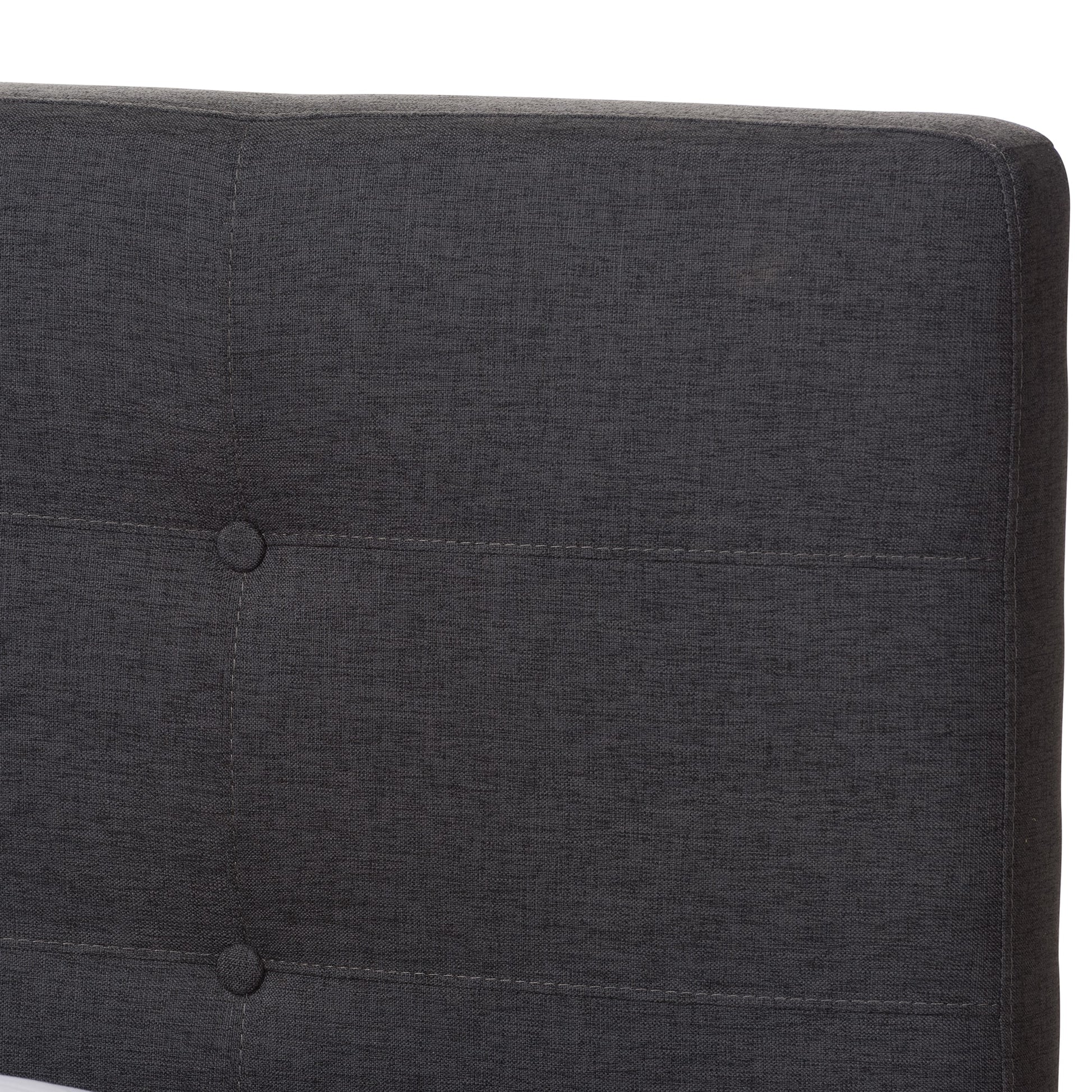 baxton studio valencia mid century modern dark grey fabric queen size platform bed | Modish Furniture Store-15