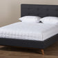 baxton studio valencia mid century modern dark grey fabric king size platform bed | Modish Furniture Store-10