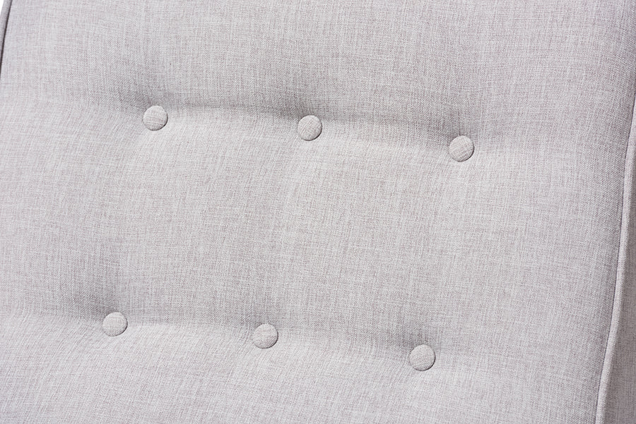 Baxton Studio Marlena Mid-Century Modern Greyish Beige Fabric Upholstered Whitewash Wood Rocking Chair | Rocking Chairs | Modishstore - 5