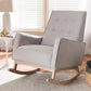 Baxton Studio Marlena Mid-Century Modern Greyish Beige Fabric Upholstered Whitewash Wood Rocking Chair | Rocking Chairs | Modishstore - 2