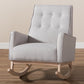 Baxton Studio Marlena Mid-Century Modern Greyish Beige Fabric Upholstered Whitewash Wood Rocking Chair | Rocking Chairs | Modishstore - 3