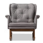 Baxton Studio Maggie Mid-Century Modern Grey Fabric Upholstered Walnut-Finished Rocking Chair | Rocking Chairs | Modishstore - 8