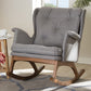 Baxton Studio Maggie Mid-Century Modern Grey Fabric Upholstered Walnut-Finished Rocking Chair | Rocking Chairs | Modishstore - 2