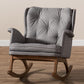 Baxton Studio Maggie Mid-Century Modern Grey Fabric Upholstered Walnut-Finished Rocking Chair | Rocking Chairs | Modishstore - 3
