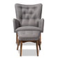 Baxton Studio Waldmann Mid-Century Modern Grey Fabric Upholstered Rocking Chair and Ottoman Set | Rocking Chairs | Modishstore - 5