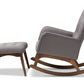 Baxton Studio Waldmann Mid-Century Modern Grey Fabric Upholstered Rocking Chair and Ottoman Set | Rocking Chairs | Modishstore - 4