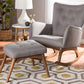 Baxton Studio Waldmann Mid-Century Modern Grey Fabric Upholstered Rocking Chair and Ottoman Set | Rocking Chairs | Modishstore - 2