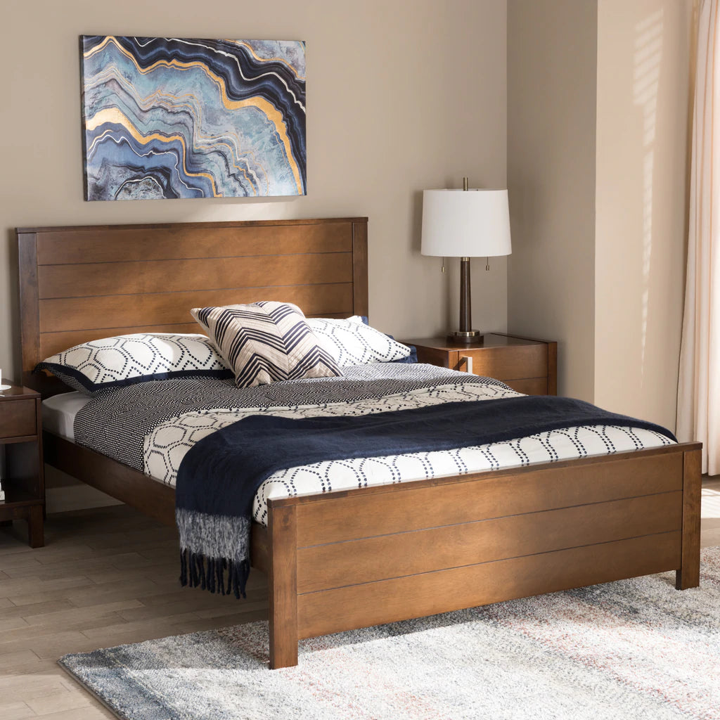 Baxton Studio Catalina Modern Classic Mission Style Brown-Finished Wood Full Platform Bed | Beds | Modishstore