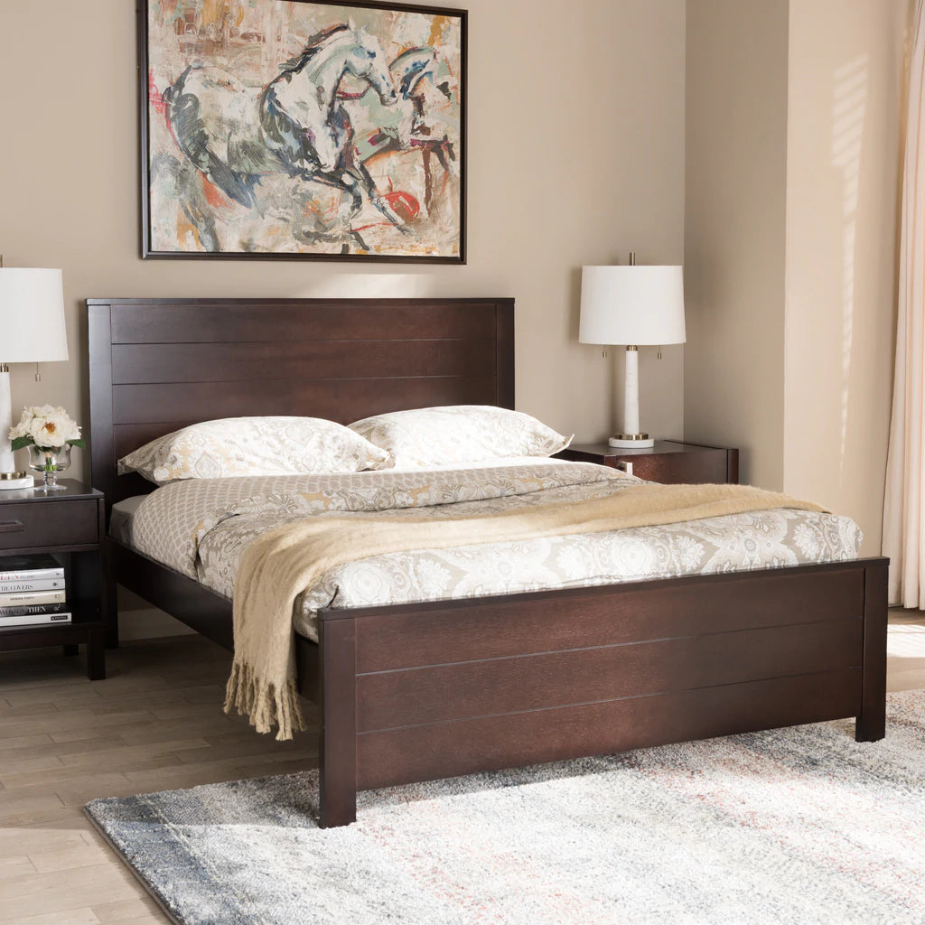 Baxton Studio Catalina Modern Classic Mission Style Brown-Finished Wood Full Platform Bed | Beds | Modishstore - 8