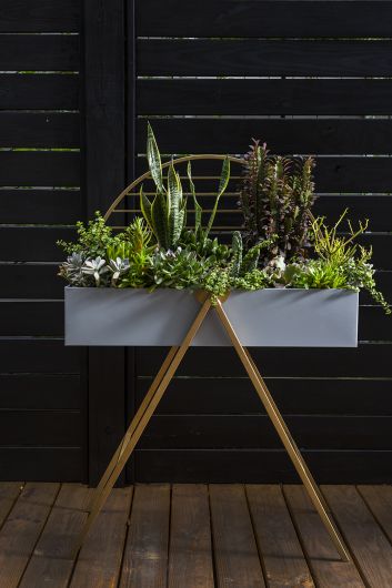 Kenji Grey Metal Plant Trough By Accent Decor | Planters, Troughs & Cachepots | Modishstore - 1