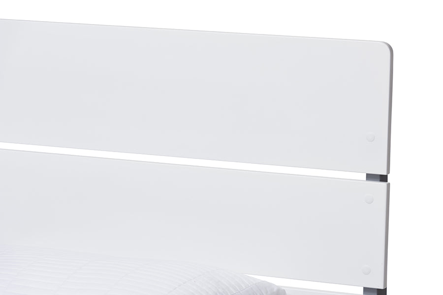 Baxton Studio Nereida Modern Classic Mission Style White and Dark Grey-Finished Wood Twin Platform Bed | Beds | Modishstore - 13
