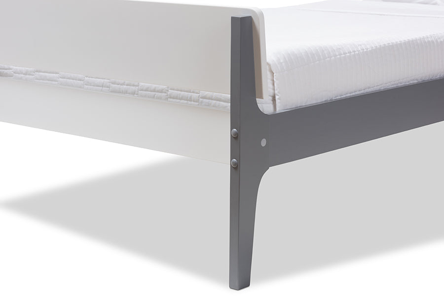 Baxton Studio Nereida Modern Classic Mission Style White and Dark Grey-Finished Wood Twin Platform Bed | Beds | Modishstore - 11