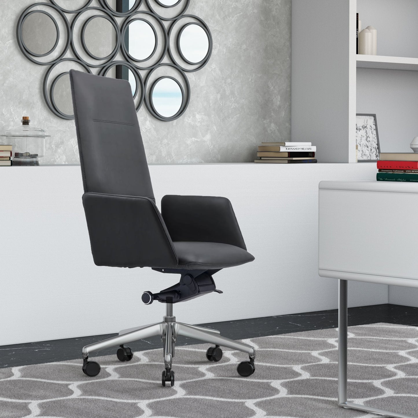 Modrest Tricia - Modern Black High Back Executive Office Chair | Modishstore | Office Chairs