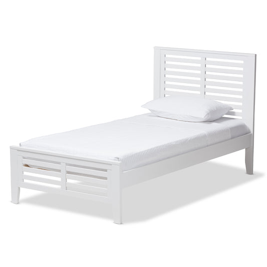 Baxton Studio Sedona Modern Classic Mission Style White-Finished Wood Twin Platform Bed | Beds | Modishstore