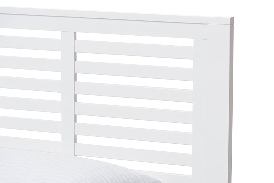 Baxton Studio Annette Gray Linen Modern Bed with Upholstered Headboard - Queen Size | Beds | Modishstore - 2