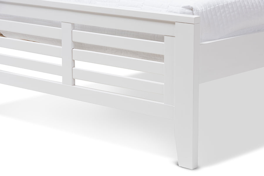 Baxton Studio Annette Gray Linen Modern Bed with Upholstered Headboard - Queen Size | Beds | Modishstore