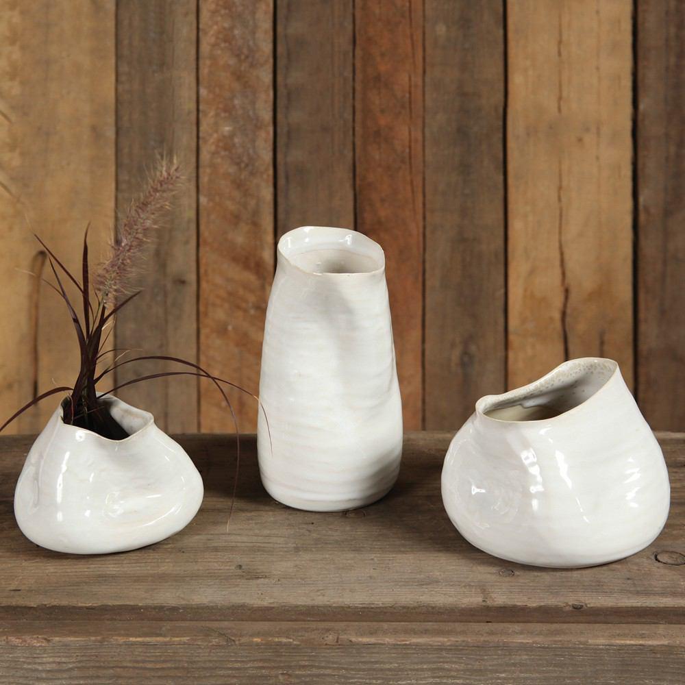 HomArt Canyon Ceramic Vase - Fancy White - Set of 4 | Modishstore | Vases