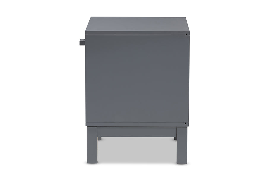 Baxton Studio Deirdre Modern and Contemporary Grey Wood 1-Drawer Nightstand | Nightstands | Modishstore - 5