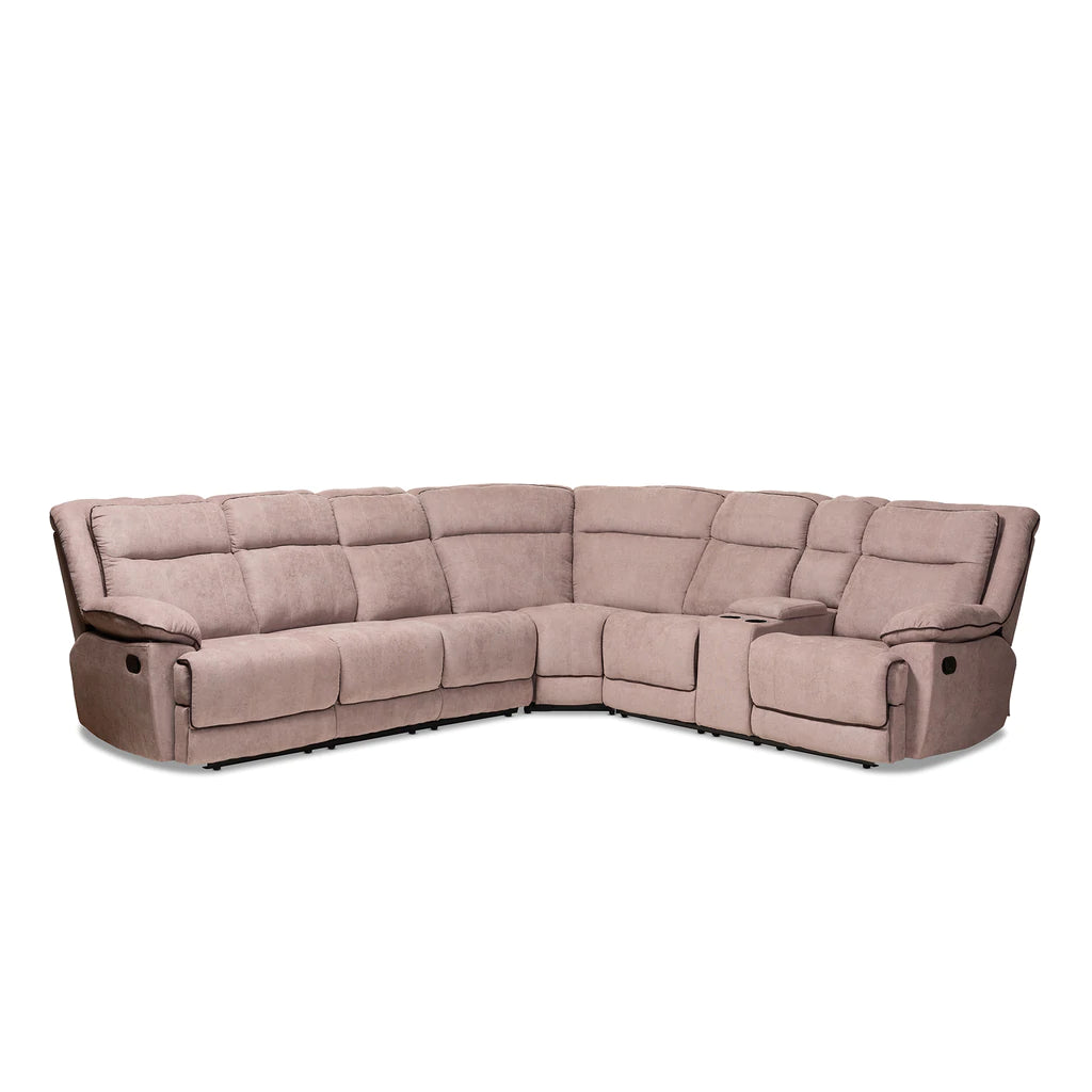 Baxton Studio Sabella Modern and Contemporary Taupe Fabric Upholstered 7-Piece Reclining Sectional | Sofas | Modishstore